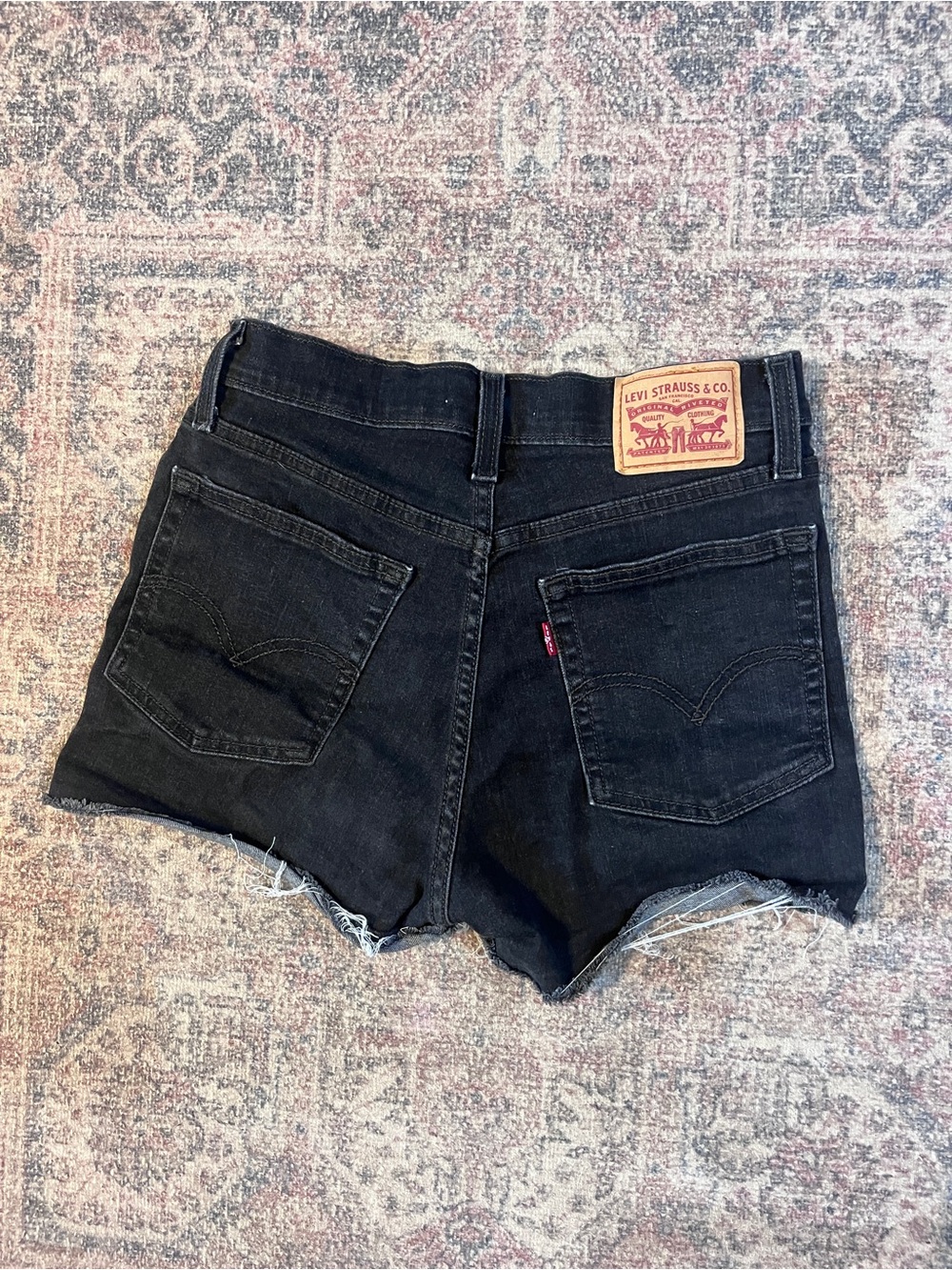 Levi's Black Denim Cutoff Shorts - Women's High Rise Mom Shorts Red Tag Denim 27